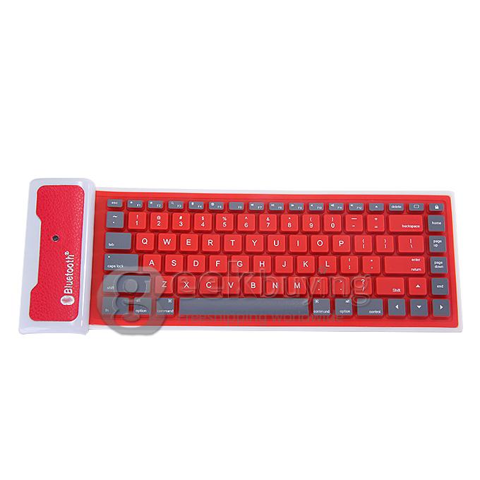 WP002 Foldable Wireless Bluetooth 2.0 Keyboard Portable Chocolate Mini Keyboard for PC Tablet Laptop - Red