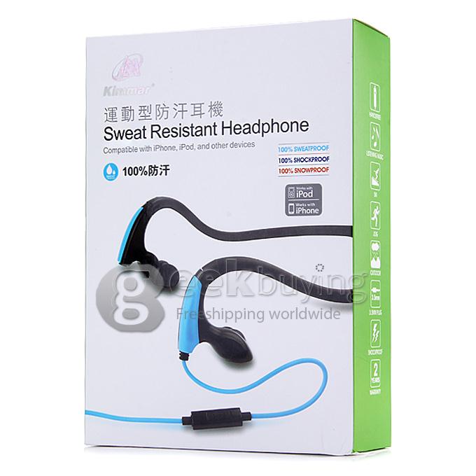 Kimmar MDR-J039 3.5mm Plug Sweatproof Headphone Compatible With iPhone/iPod/other Devices - Blue