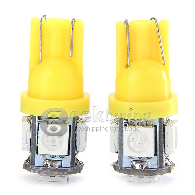 T10-5050-5SMD 1W 12V 100lm 5xSMD 5050 LED Lamp Car Side Light Instrument / Reading / Parking / Fog Light - Yellow