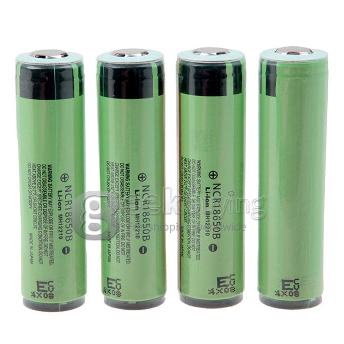 Panasonic 3400mAh 18650 Rechargeable Li-ion Batteries(4 PCS)- Yellowish Green + Black