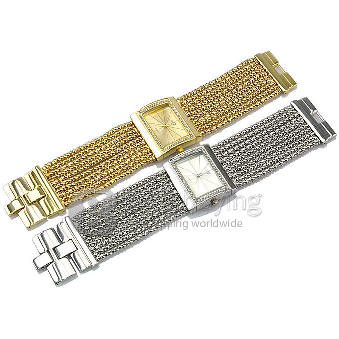 YR WH002 Fashion Women Multi Chain Bracelet Watch Square Dial Quartz Wristwatches - Silver