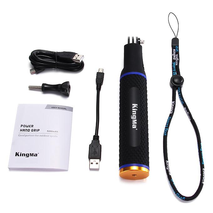 KingMa BMGP198 5200mAh Power hand Grip Mini Rechargeable Monopod Selfie Handheld Grip Pole Stick for GoPros - B