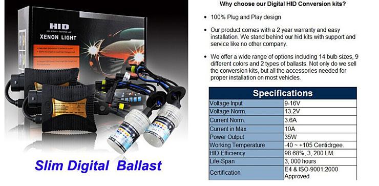 9005/HB3 55W 4300K 12V Xenon HID Kit Car Headlight Slim Ballast Xenon Bulb Warm White light - Black