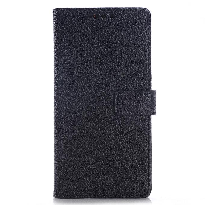 Lychee Texture Protective Hard Cover Flip Stand Leather Case for Sony Xperia Z4 Smartphone - Black