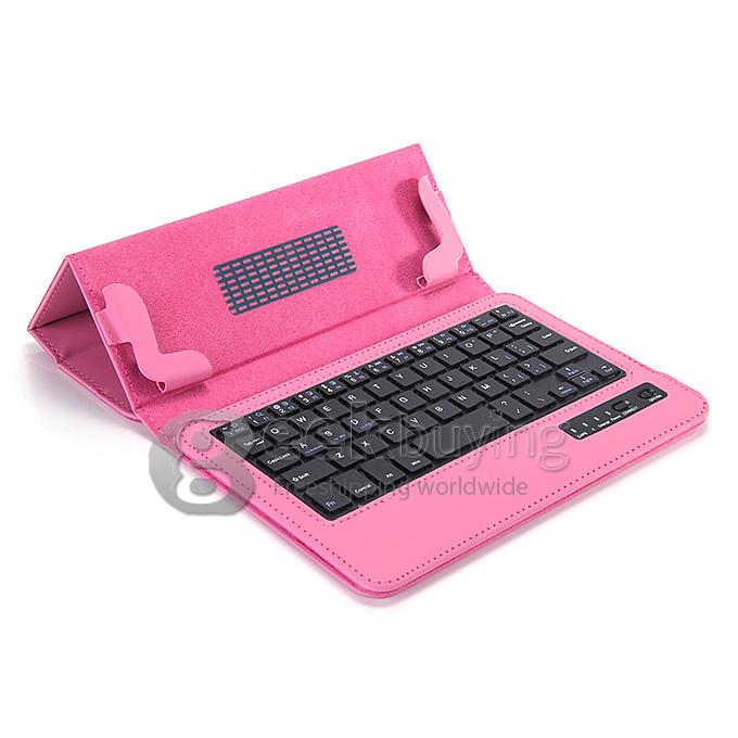 S600 Removable Wireless Bluetooth 3.0 ABS Keyboard With PU Leather Case For 8 Inch Tablet PC - Pink