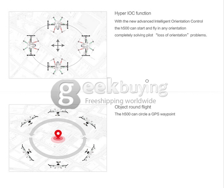 Walkera TALI H500 RC Hexacopter Brushless 13MP iLook HD Camera One Key Go Home GPS Aircraft with Gopro Aerial Platform - Black