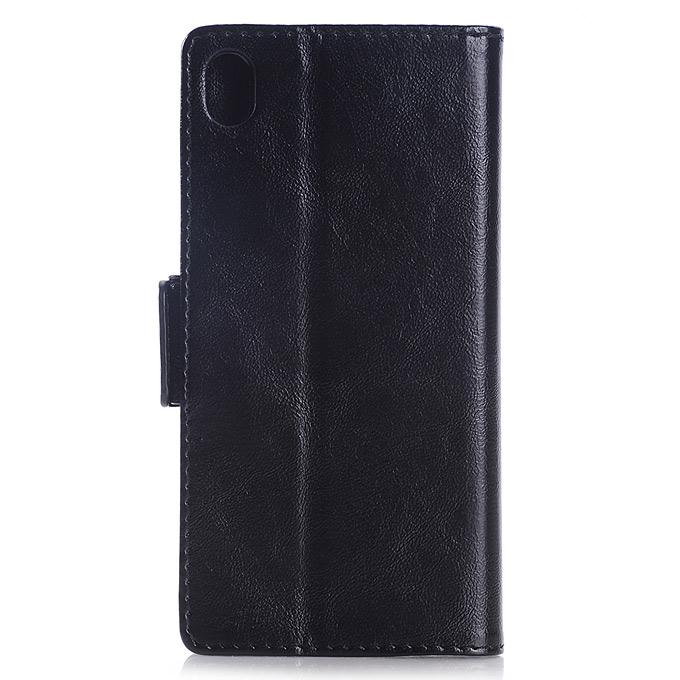 Protective Hard Cover Flip Stand Leather Case for Sony Xperia Z4 Smartphone - Black