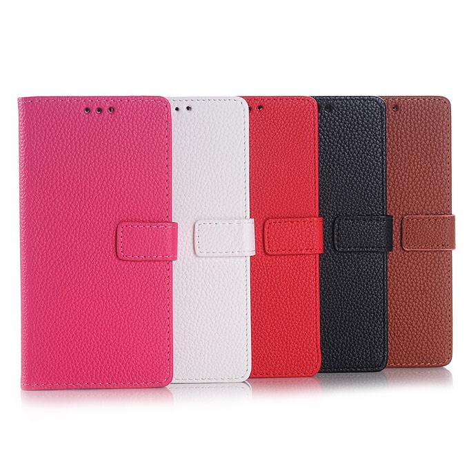 Lychee Texture Protective Hard Cover Flip Stand Leather Case for Sony Xperia Z4 Smartphone - Black