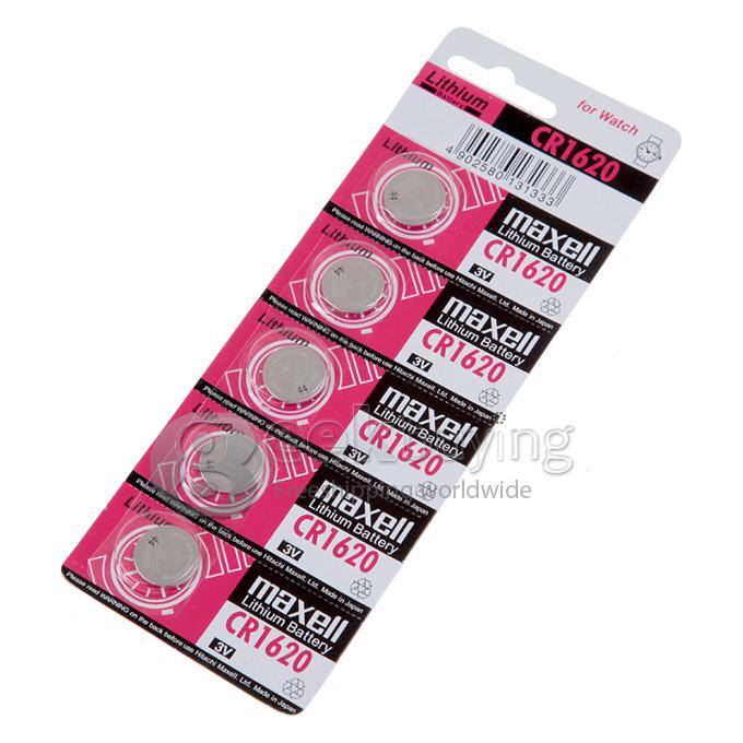Maxell CR1620 220mAh 3V Lithium Battery with Button Design (5 PCs) - Silver