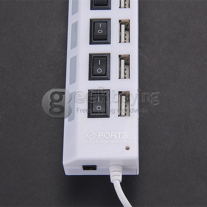 High Speed 7 Ports Expanded USB 2.0 Hub with On/Off Switch for Laptop Notebook Computer
