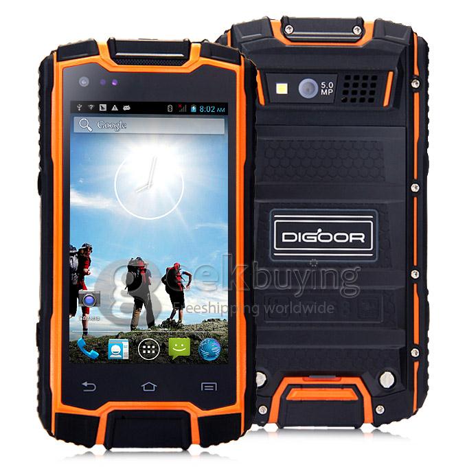 DIGOOR DG1 Plus IP68 Rugged Phone 4.0inch Android 4.4 MTK6582 Quad Core 1.3GHz 1GB 8GB 5.0MP Walkie Talkie Miracast - Orange