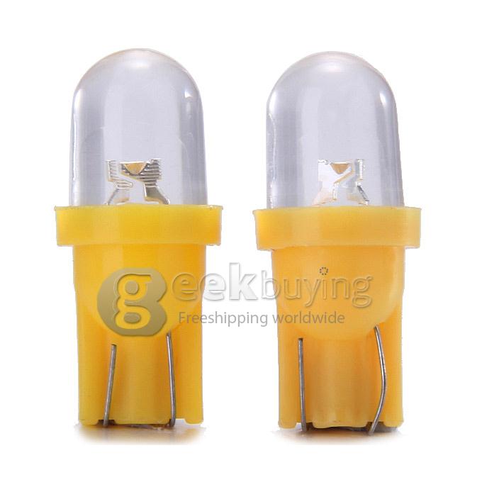 T10 0.2W 30-60lm 6000-6500K Yellow Light LED Bulb Car Signal Lamp (DC 12V, 2 PCS) - Yellow