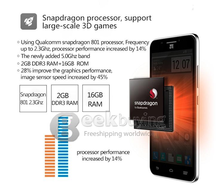 ZTE Grand S II S291 5.5inch FHD Android 4.2 2GB 16GB Smartphone MSM8974AB 2.2GHz Quad Core IPS Screen 3G - Gray