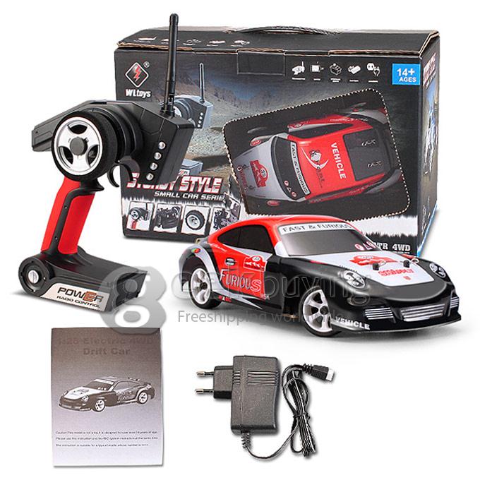 Wltoys K969 RC Car 1/28 2.4G 30KM/H 4WD 2.4G Brushed Motor Electric Drift Car - Red + Black