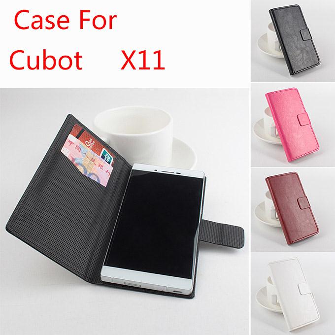 Protective Hard Cover Flip Stand Leather Case for Cubot X11 Smartphone - Brown