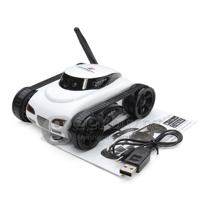Happy Cow 777-270 Mini WiFi RC Car 0.3MP Camera Real-time Transmission Tank Support iPhone iPad iPod Controller - White