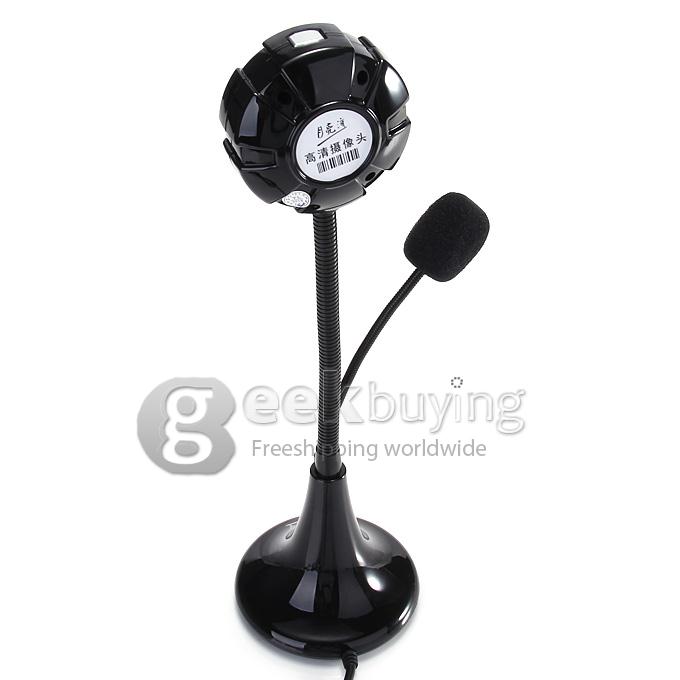 MoonBay Adjustable Round HD USB Web Camera With Microphone For Windows & Mac OS - Black