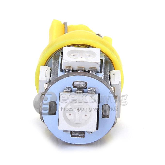 T10-5050-5SMD 1W 12V 100lm 5xSMD 5050 LED Lamp Car Side Light Instrument / Reading / Parking / Fog Light - Yellow