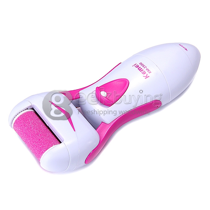 Kemei Electric Feet Dead Skin Remover IPX4 3W Heel Cuticles Washable Callous Remover Pedicure Exfoliation Tool - Pink