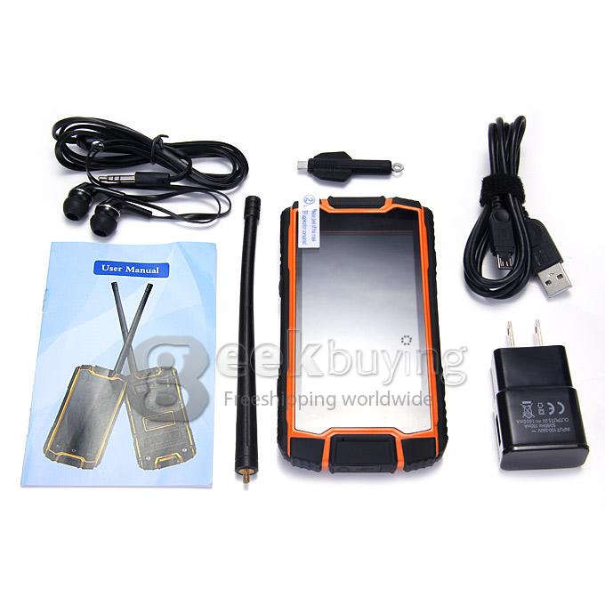 DIGOOR DG1 Plus IP68 Rugged Phone 4.0inch Android 4.4 MTK6582 Quad Core 1.3GHz 1GB 8GB 5.0MP Walkie Talkie Miracast - Orange