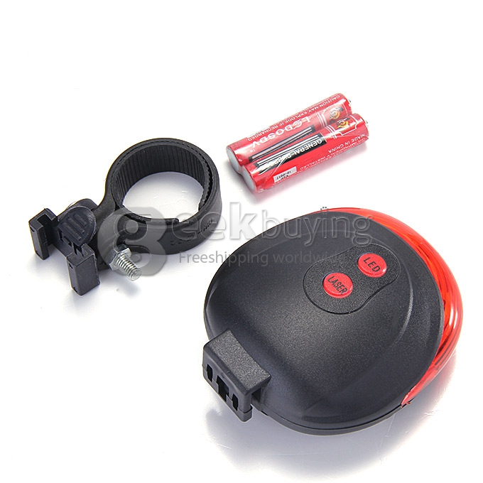 2 Straight Lines Red Laser + 3 Mode 3-LED Bike Tail Weatherproof Warning Safety Light ( 2 x AAA)
