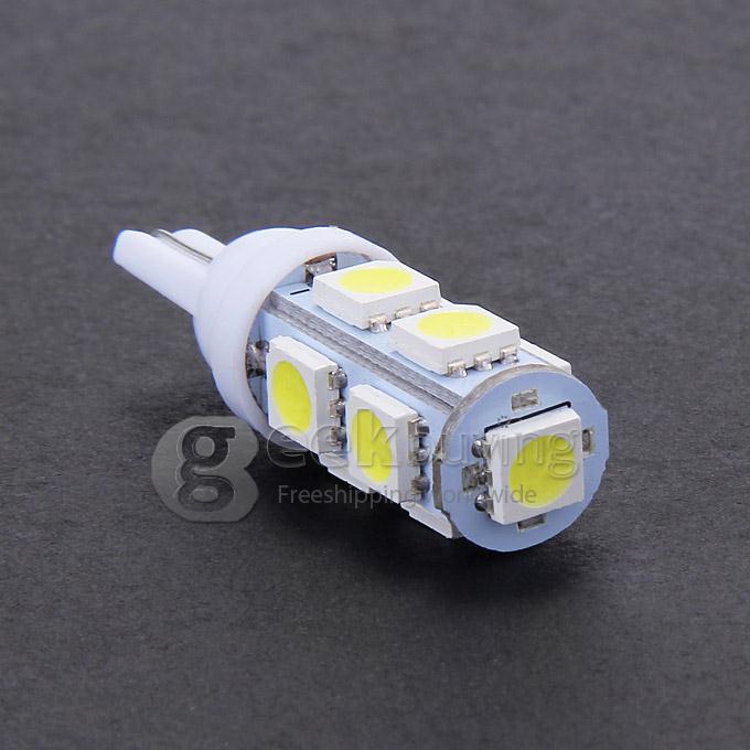 T10-5050-9SMD T10 3W 100-Lumen 9x5050 SMD LED Car Light Bulb Fog/Parking/Reading Lamp(2-Pack/DC 12V) - White