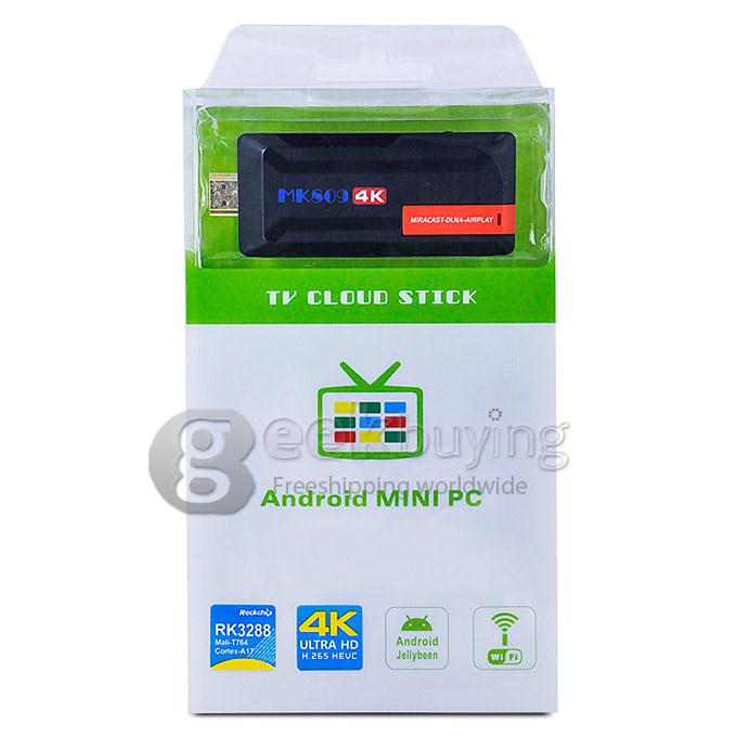 MK809 Android 4.4 TV Stick 4K Dongle RK3288 Quad Core 2G/8G HDMI H.265 802.11 b/g/n BT4.0 DLNA Wimo - Black