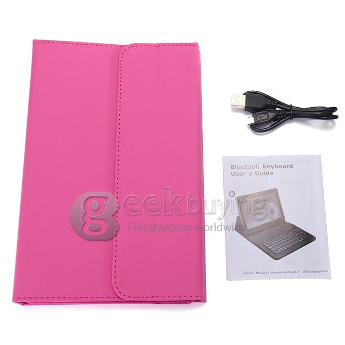 S600 Removable Wireless Bluetooth 3.0 ABS Keyboard With PU Leather Case For 8 Inch Tablet PC - Pink