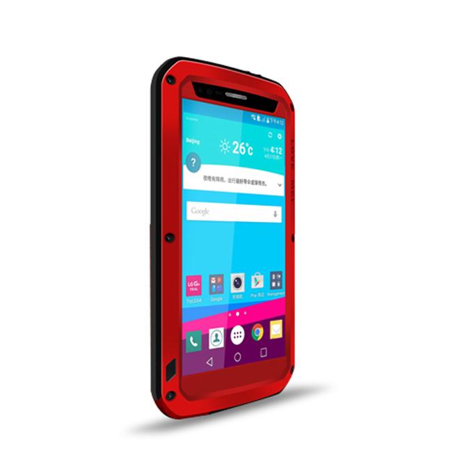 Lovemei Dirt/Snow/Shockproof Powerful Metal Gorilla Glass Cover Case For Nexus LG G4 - Red