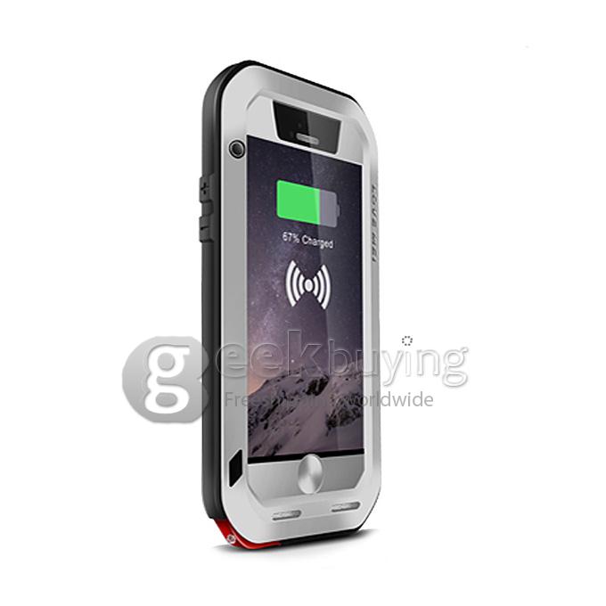 Lovemei Dirt/Snow/Shockproof Powerful Gorilla Glass Metal Case With QI Wireless Receiver For iPhone6 4.7 - Silver
