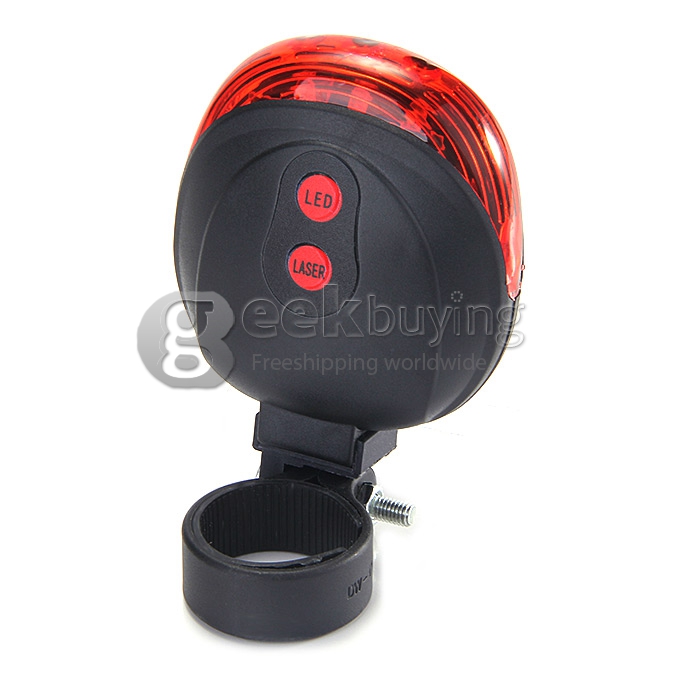 2 Straight Lines Red Laser + 3 Mode 3-LED Bike Tail Weatherproof Warning Safety Light ( 2 x AAA)