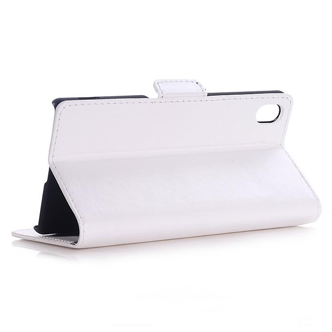 Protective Hard Cover Flip Stand Leather Case for Sony Xperia Z4 Smartphone - White