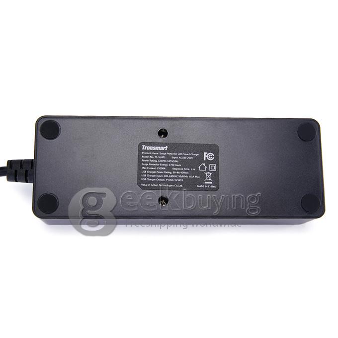 Tronsmart 2 Outlets Travel Surge Protector 4 USB 15000A Charger Power Strip With VoltIQ For iPhone/Samsung/MP3/Camera