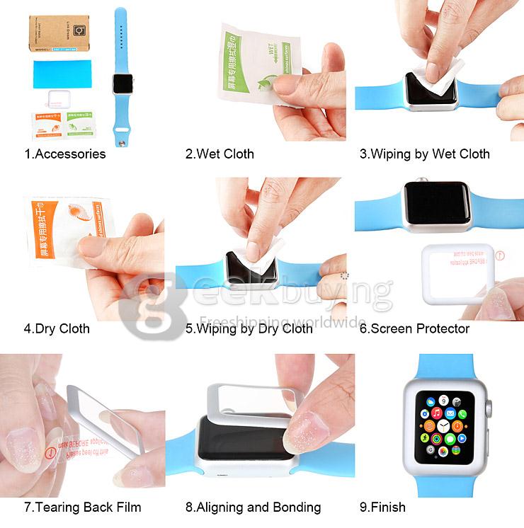 Premium Glass Film 0.2mm Tempered Glass Screen Protector for Smart Watch Apple Watch 42mm - Blue