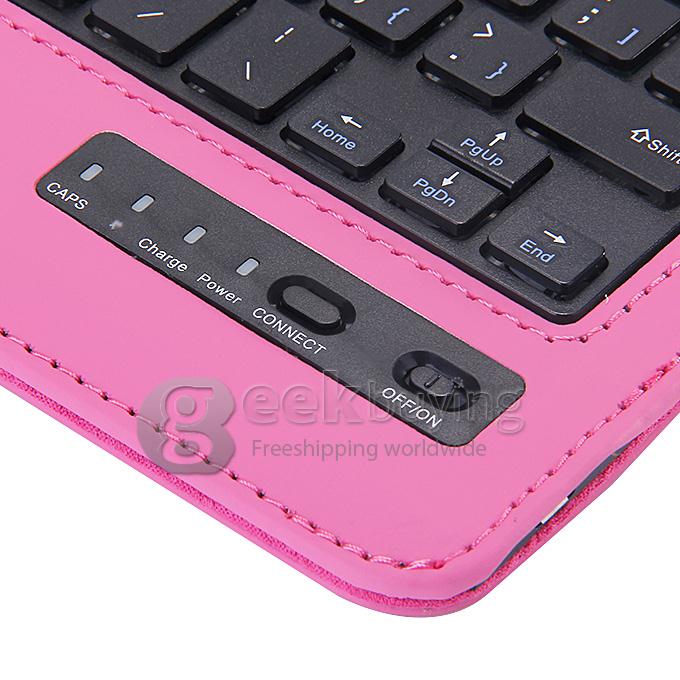 S600 Removable Wireless Bluetooth 3.0 ABS Keyboard With PU Leather Case For 8 Inch Tablet PC - Pink