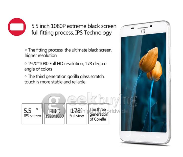 ZTE Grand S II S291 5.5inch FHD Android 4.2 2GB 16GB Smartphone MSM8974AB 2.2GHz Quad Core IPS Screen 3G - Gray