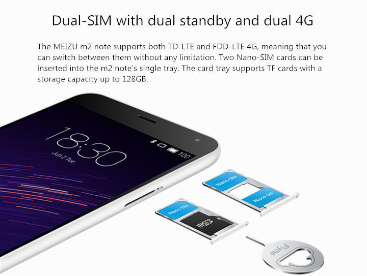 MEIZU M2 NOTE (MEILAN NOTE 2) 5.5inch FHD Android 5.0 2GB 16GB Smartphone 4G LTE MTK6753 Octa Core 1.3 GHz Smartwake Miracast - Gray