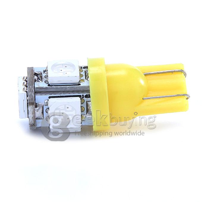 T10-5050-5SMD 1W 12V 100lm 5xSMD 5050 LED Lamp Car Side Light Instrument / Reading / Parking / Fog Light - Yellow