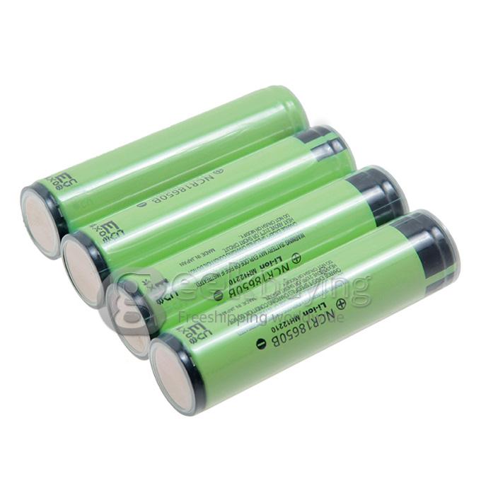 Panasonic 3400mAh 18650 Rechargeable Li-ion Batteries(4 PCS)- Yellowish Green + Black