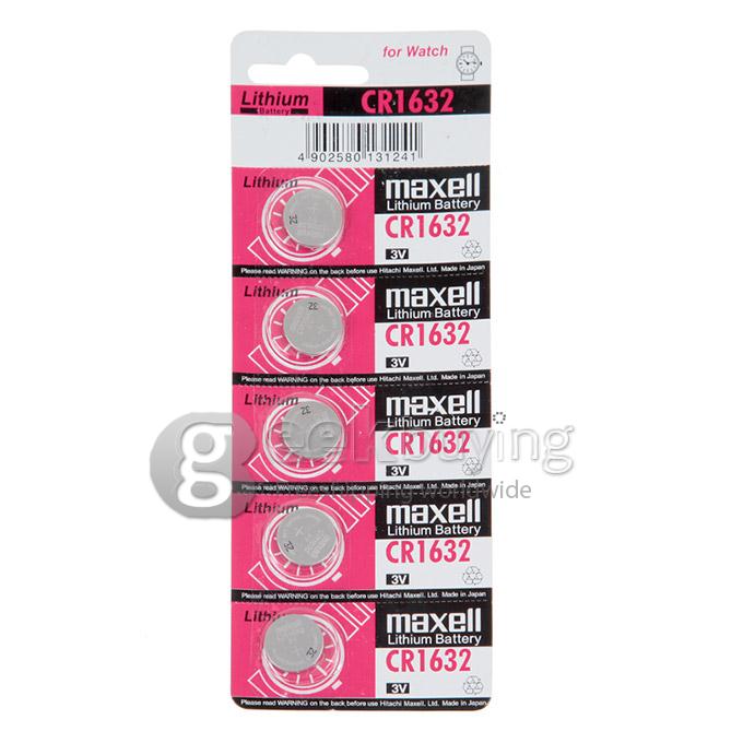 Maxell CR1632 220mAh 3V Lithium Battery with Button Design (5 PCs) - Silver