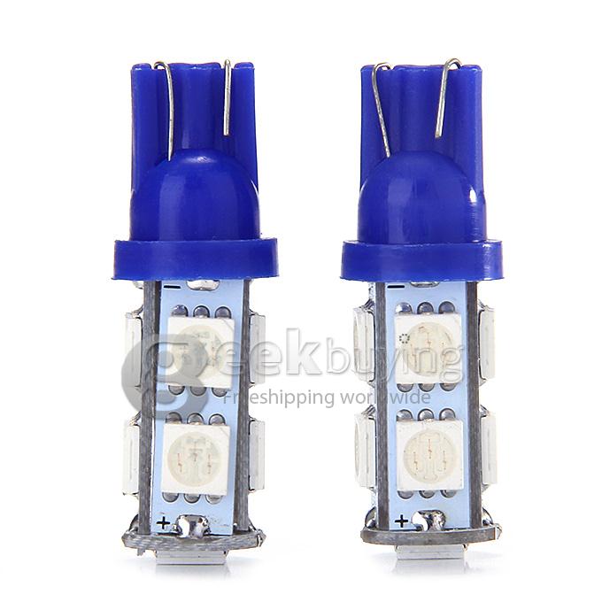 T10-5050-9SMD T10 3W 100-Lumen 9x5050 SMD LED Car Light Bulb Fog/Parking/Reading Lamp(2-Pack/DC 12V) - Blue