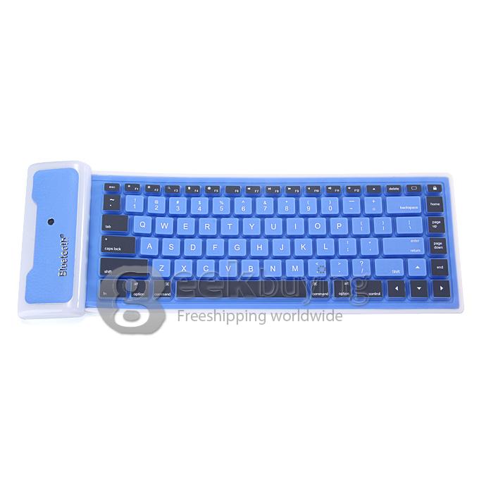 WP002 Foldable Wireless Bluetooth 2.0 Keyboard Portable Chocolate Mini Keyboard for PC Tablet Laptop - Blue