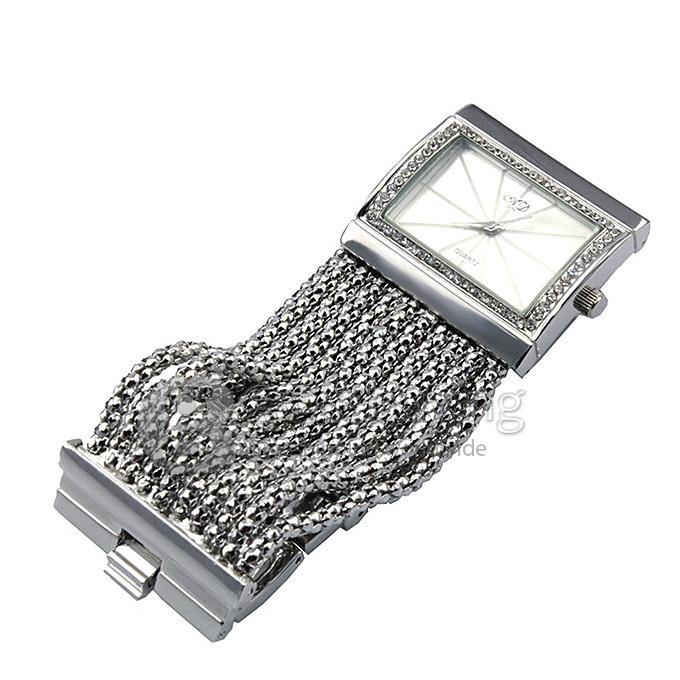YR WH002 Fashion Women Multi Chain Bracelet Watch Square Dial Quartz Wristwatches - Silver
