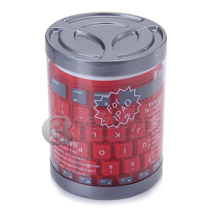 WP002 Foldable Wireless Bluetooth 2.0 Keyboard Portable Chocolate Mini Keyboard for PC Tablet Laptop - Red