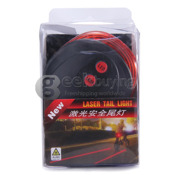 2 Straight Lines Red Laser + 3 Mode 3-LED Bike Tail Weatherproof Warning Safety Light ( 2 x AAA)