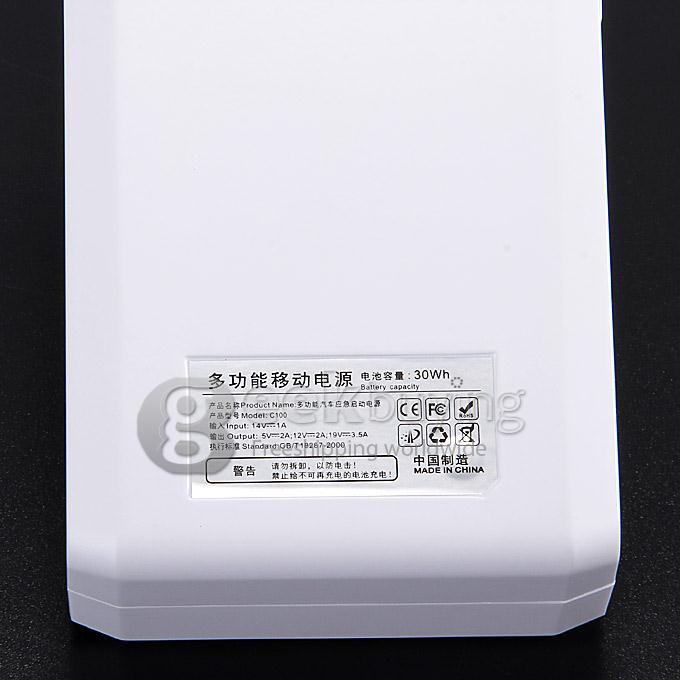 C100 8000mAH Carlux Multi-function Jump Starter Emergency Mobile Power Bank Portable Car Battery Charger - White
