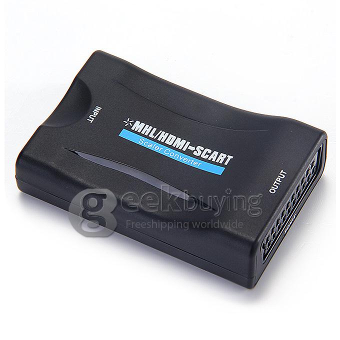 New HDMI to SCART Composite Video Converter Stereo Audio Adapter SKY HD Blu-Ray - Black
