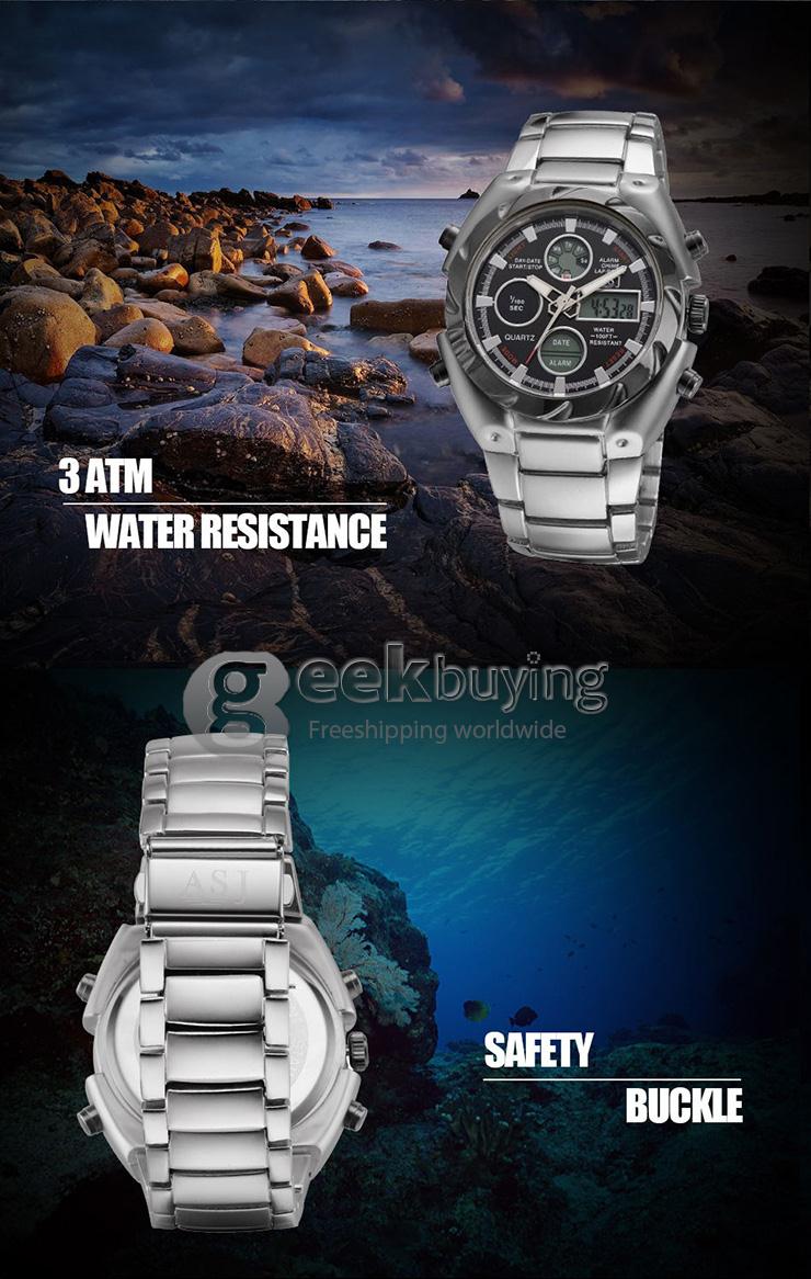 YR WH424 ASJ Multi-function Electronic Men Quartz Sports Watch With LCD Date And Time Display - Silver