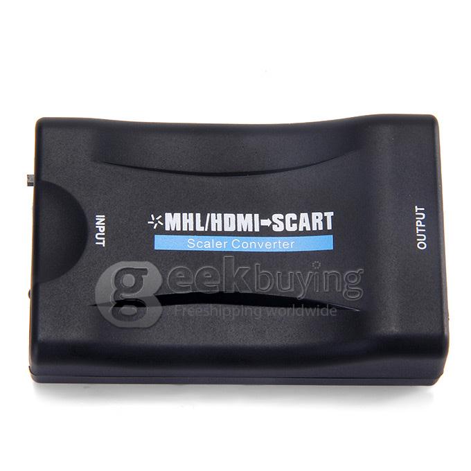 New HDMI to SCART Composite Video Converter Stereo Audio Adapter SKY HD Blu-Ray - Black