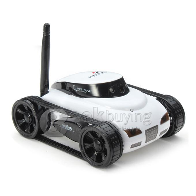 Happy Cow 777-270 Mini WiFi RC Car 0.3MP Camera Real-time Transmission Tank Support iPhone iPad iPod Controller - White
